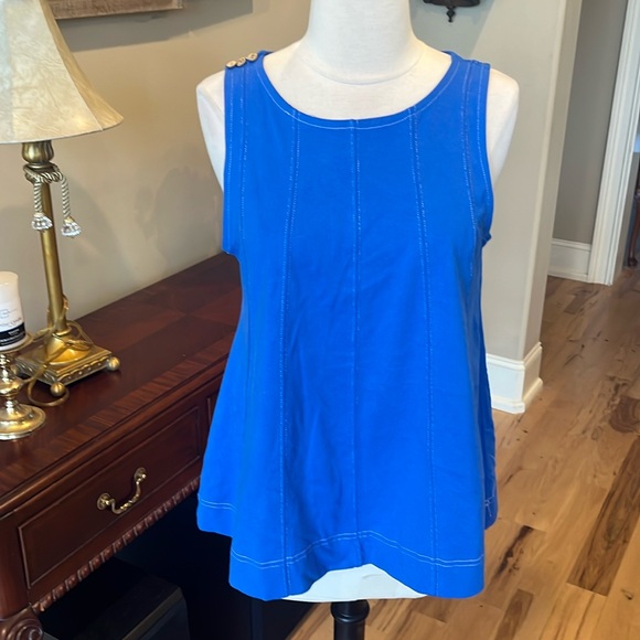 Matching Set Blue Cotton Flowy Tank Blousey Shorts New - Picture 6 of 11